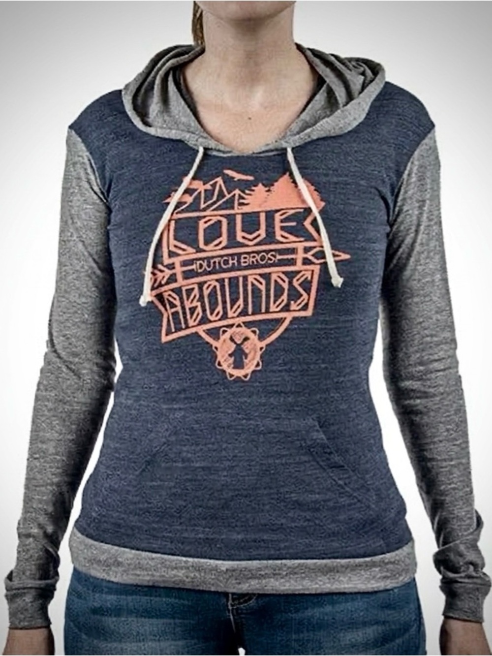 RARE Dutch Bros Employee Exclusive Love Abounds Retro Raglan Hoodie - S/M